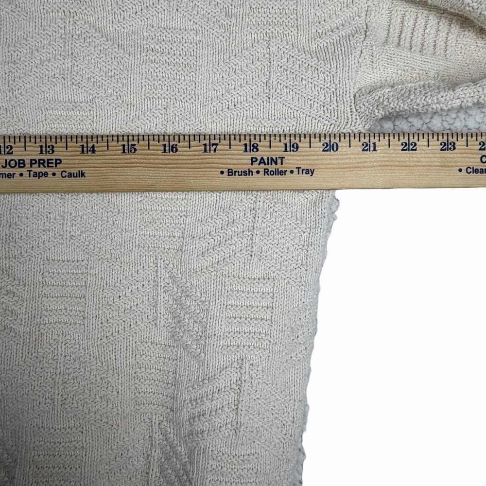 Vtg 80s 90s Textured Sweater Sz Med Cream‎ White Made In USA Geometric Grandpa - Picture 5 of 6